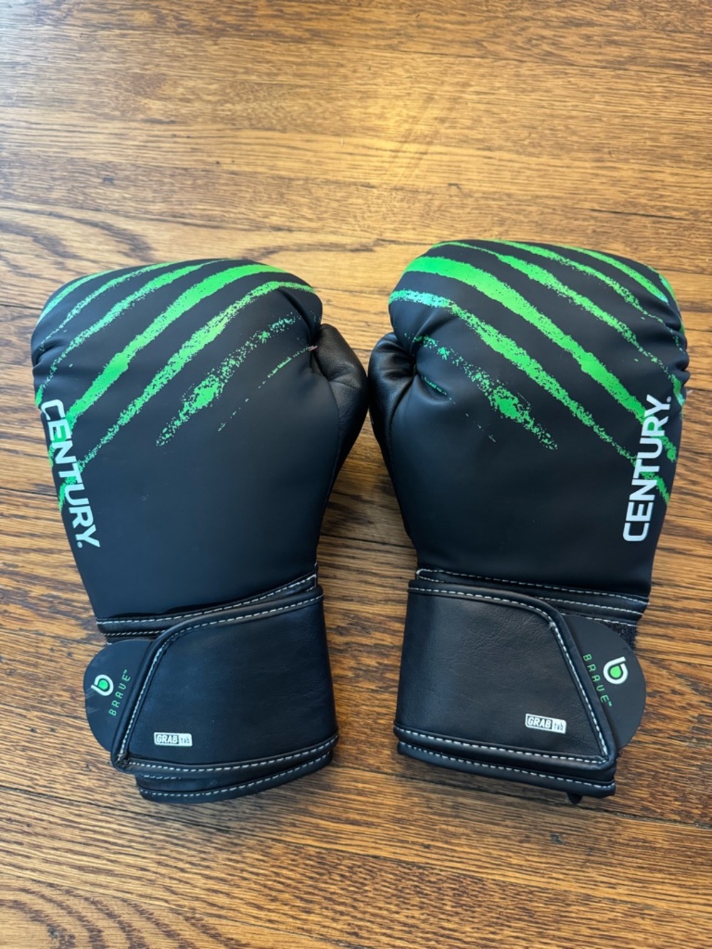 Century Black Boxing Gloves with Green Accent 6oz